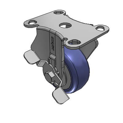 2 Series Casters Top Plate Rigid Caster with 3 in x 1.25 in HydroTech Wheel and Precision Ball Bearing