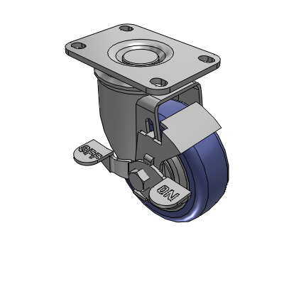 2 Series Casters Top Plate Swivel Caster with 3.5 in x 1.25 in HydroTech Wheel and Precision Ball Bearing