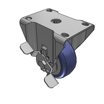 2 Series Casters Top Plate Rigid Caster with 3 in x 1.25 in HydroTech Wheel and Precision Ball Bearing