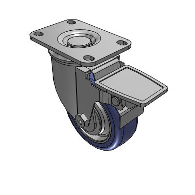 2 Series Casters Top Plate Swivel Caster with 3.5 in x 1.25 in HydroTech Wheel and Precision Ball Bearing