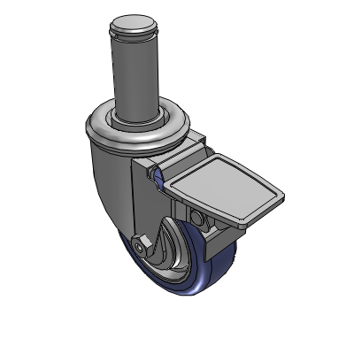 2 Series Casters Grip Ring Stem Caster with 3.5 in x 1.25 in HydroTech Wheel and Precision Ball Bearing