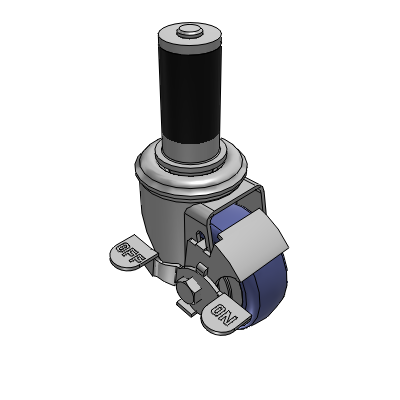 2 Series Casters Expanding Adapter Stem Caster with 3 in x 1.25 in HydroTech Wheel and Precision Ball Bearing