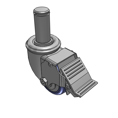 2 Series Casters Grip Ring Stem Caster with 3 in x 1.25 in HydroTech Wheel and Precision Ball Bearing