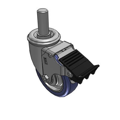 2 Series Casters Threaded Stem Caster with 4 in x 1.25 in HydroTech Wheel and Precision Ball Bearing