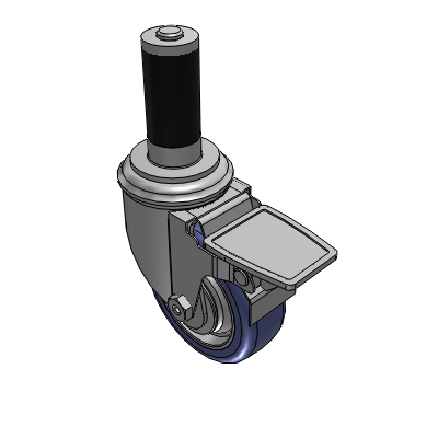 2 Series Casters Expanding Adapter Stem Caster with 3.5 in x 1.25 in HydroTech Wheel and Precision Ball Bearing