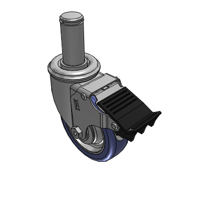 2 Series Casters Grip Ring Stem Caster with 4 in x 1.25 in HydroTech Wheel and Precision Ball Bearing