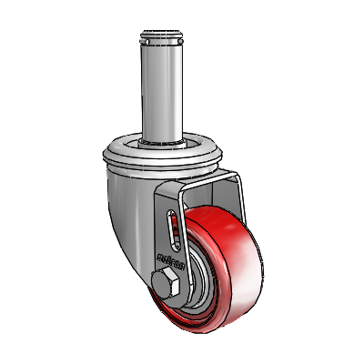 2 Series Grip Ring Stem Zinc Swivel Caster Caster with 2.5 x 1.25 Maroon on Grey Polyurethane HI-TECH Wheel