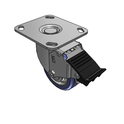2 Series Casters Top Plate Swivel Caster with 3.5 in x 1.25 in HydroTech Wheel and Precision Ball Bearing