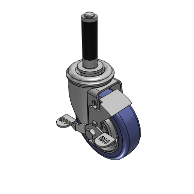 2 Series Casters Expanding Adapter Stem Caster with 4 in x 1.25 in HydroTech Wheel and Precision Ball Bearing