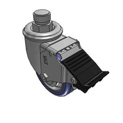 2 Series Casters Pipe Thread Stem Caster with 3.5 in x 1.25 in HydroTech Wheel and Precision Ball Bearing