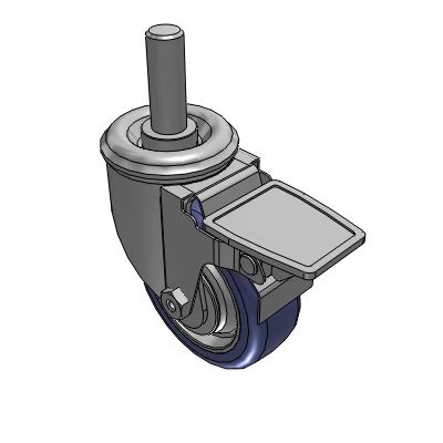 2 Series Casters Threaded Stem Caster with 3.5 in x 1.25 in HydroTech Wheel and Precision Ball Bearing