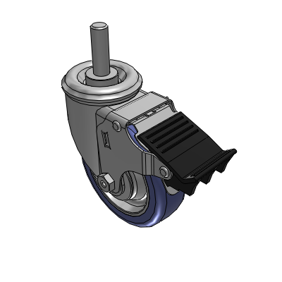2 Series Casters Threaded Stem Caster with 4 in x 1.25 in HydroTech Wheel and Precision Ball Bearing
