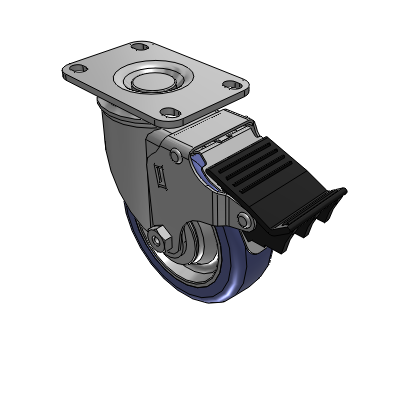 2 Series Casters Top Plate Swivel Caster with 4 in x 1.25 in HydroTech Wheel and Precision Ball Bearing
