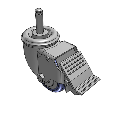 2 Series Casters Grip Ring Stem Caster with 3 in x 1.25 in HydroTech Wheel and Precision Ball Bearing