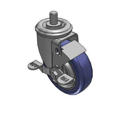 2 Series Casters Threaded Stem Caster with 4 in x 1.25 in HydroTech Wheel and Precision Ball Bearing