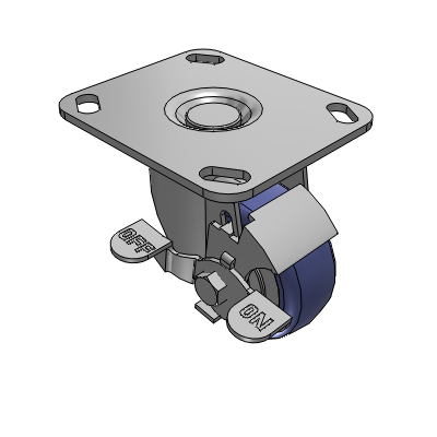 2 Series Casters Top Plate Swivel Caster with 3 in x 1.25 in HydroTech Wheel and Precision Ball Bearing