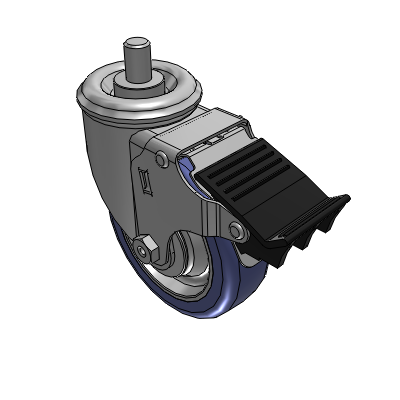 2 Series Casters Threaded Stem Caster with 4 in x 1.25 in HydroTech Wheel and Precision Ball Bearing