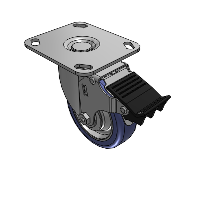 2 Series Casters Top Plate Swivel Caster with 4 in x 1.25 in HydroTech Wheel and Precision Ball Bearing