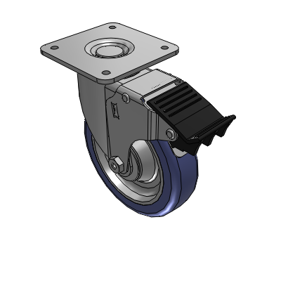 2 Series Casters Top Plate Swivel Caster with 5 in x 1.25 in HydroTech Wheel and Precision Ball Bearing