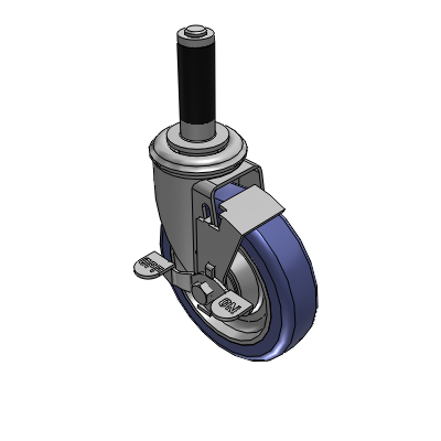 2 Series Casters Expanding Adapter Stem Caster with 5 in x 1.25 in HydroTech Wheel and Precision Ball Bearing