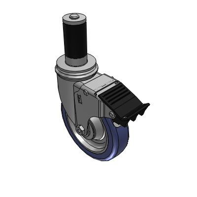 2 Series Casters Expanding Adapter Stem Caster with 5 in x 1.25 in HydroTech Wheel and Precision Ball Bearing