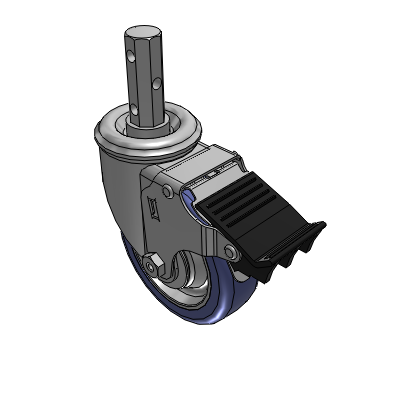 2 Series Casters Square Stem Swivel Caster with 4 in x 1.25 in HydroTech Wheel and Precision Ball Bearing