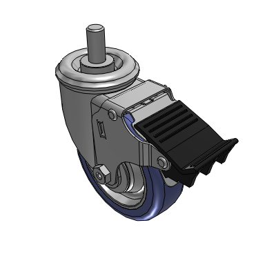 2 Series Casters Threaded Stem Caster with 4 in x 1.25 in HydroTech Wheel and Precision Ball Bearing