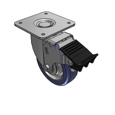 2 Series Casters Top Plate Swivel Caster with 4 in x 1.25 in HydroTech Wheel and Precision Ball Bearing