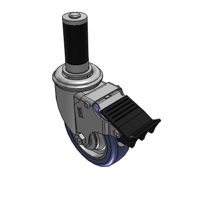 2 Series Casters Expanding Adapter Stem Caster with 4 in x 1.25 in HydroTech Wheel and Precision Ball Bearing