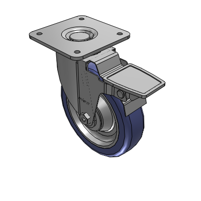 2 Series Casters Top Plate Swivel Caster with 5 in x 1.25 in HydroTech Wheel and Precision Ball Bearing