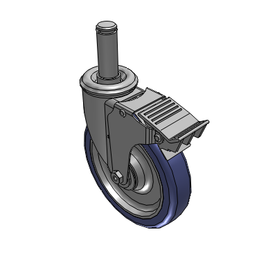 2 Series Casters Grip Ring Stem Caster with 6 in x 1.25 in HydroTech Wheel and Precision Ball Bearing