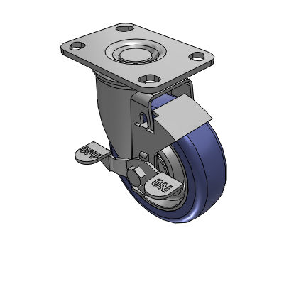 2 Series Casters Top Plate Swivel Caster with 4 in x 1.25 in HydroTech Wheel and Precision Ball Bearing