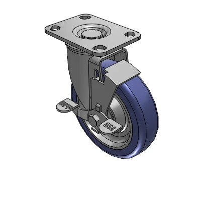 2 Series Casters Top Plate Swivel Caster with 5 in x 1.25 in HydroTech Wheel and Precision Ball Bearing