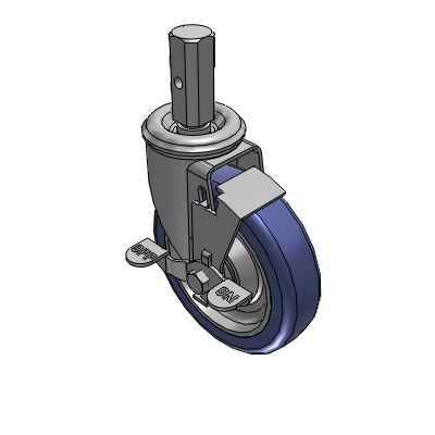 2 Series Casters Square Stem Swivel Caster with 5 in x 1.25 in HydroTech Wheel and Precision Ball Bearing