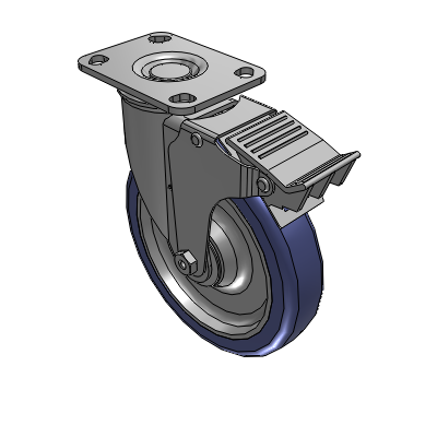 2 Series Casters Top Plate Swivel Caster with 6 in x 1.25 in HydroTech Wheel and Precision Ball Bearing