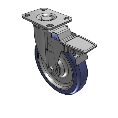 2 Series Casters Top Plate Swivel Caster with 6 in x 1.25 in HydroTech Wheel and Precision Ball Bearing