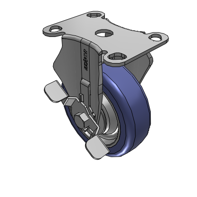 2 Series Casters Top Plate Rigid Caster with 4 in x 1.25 in HydroTech Wheel and Precision Ball Bearing