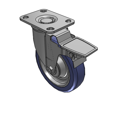 2 Series Casters Top Plate Swivel Caster with 5 in x 1.25 in HydroTech Wheel and Precision Ball Bearing