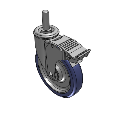 2 Series Casters Threaded Stem Caster with 6 in x 1.25 in HydroTech Wheel and Precision Ball Bearing