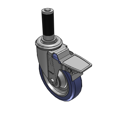 2 Series Casters Expanding Adapter Stem Caster with 5 in x 1.25 in HydroTech Wheel and Precision Ball Bearing