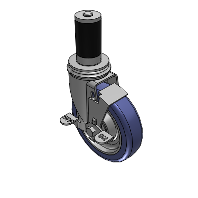 2 Series Casters Expanding Adapter Stem Caster with 5 in x 1.25 in HydroTech Wheel and Precision Ball Bearing