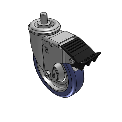 2 Series Casters Threaded Stem Caster with 5 in x 1.25 in HydroTech Wheel and Precision Ball Bearing