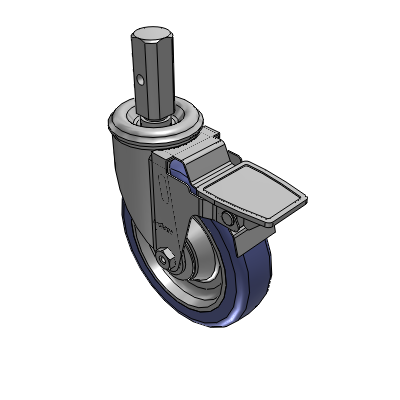 2 Series Casters Square Stem Swivel Caster with 5 in x 1.25 in HydroTech Wheel and Precision Ball Bearing
