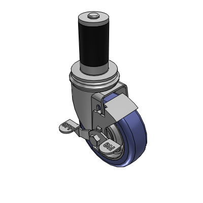 2 Series Casters Expanding Adapter Stem Caster with 4 in x 1.25 in HydroTech Wheel and Precision Ball Bearing