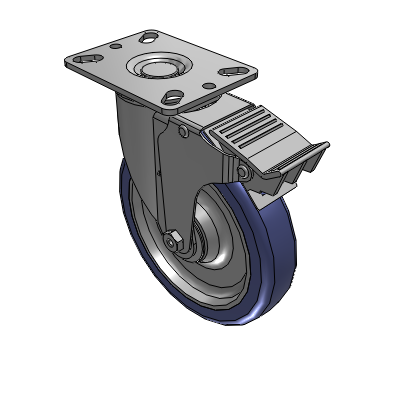 2 Series Casters Top Plate Swivel Caster with 6 in x 1.25 in HydroTech Wheel and Precision Ball Bearing