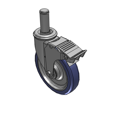 2 Series Casters Grip Ring Stem Caster with 6 in x 1.25 in HydroTech Wheel and Precision Ball Bearing