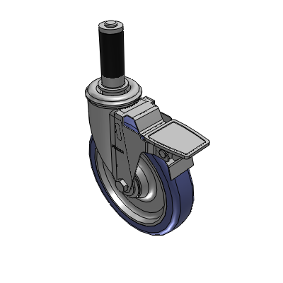 2 Series Casters Expanding Adapter Stem Caster with 6 in x 1.25 in HydroTech Wheel and Precision Ball Bearing