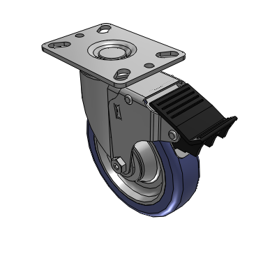 2 Series Casters Top Plate Swivel Caster with 5 in x 1.25 in HydroTech Wheel and Precision Ball Bearing