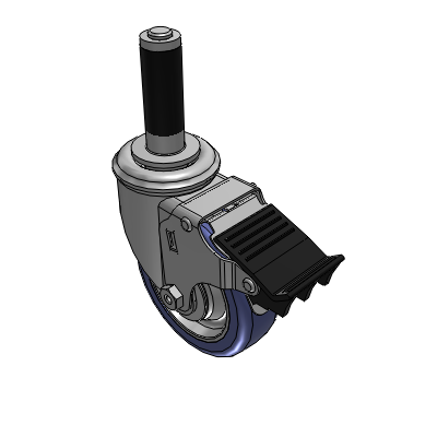 2 Series Casters Expanding Adapter Stem Caster with 4 in x 1.25 in HydroTech Wheel and Precision Ball Bearing