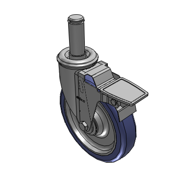 2 Series Casters Grip Ring Stem Caster with 6 in x 1.25 in HydroTech Wheel and Precision Ball Bearing